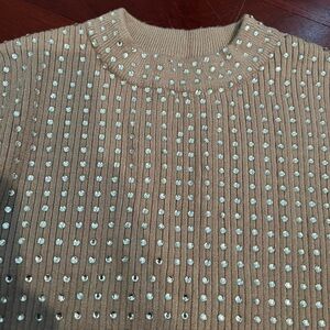 Embellished tan sweater